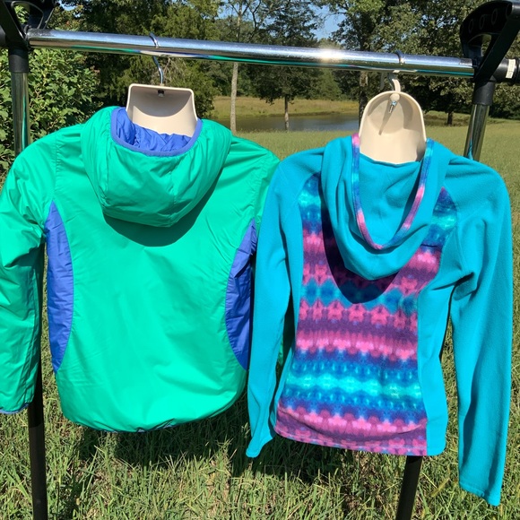 The North Face Reversible Hooded Jacket+ The North Face Hooded Fleece Girls L - Picture 2 of 13